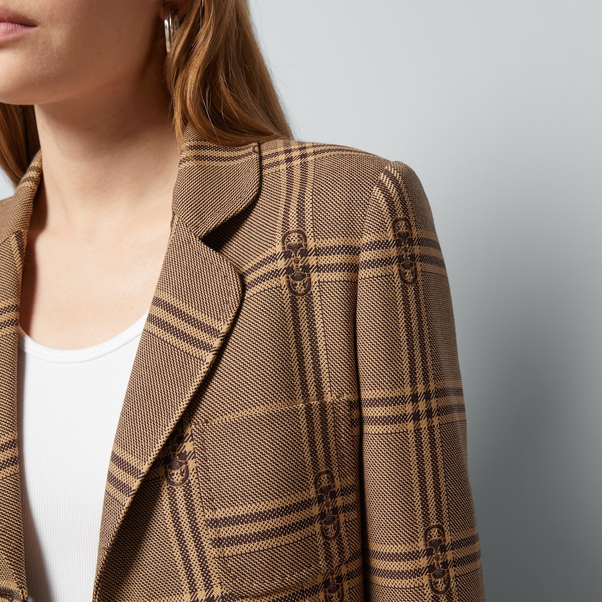 Horsebit check wool jacket - 3