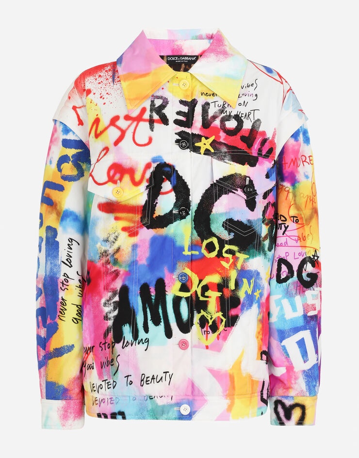 Nylon jacket with multi-colored graffiti print - 3