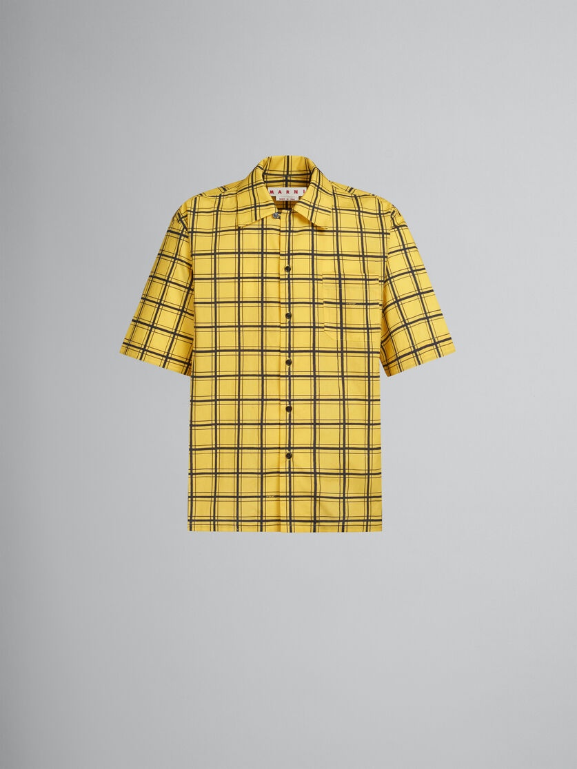 YELLOW CHECKED POPLIN BOWLING SHIRT - 1