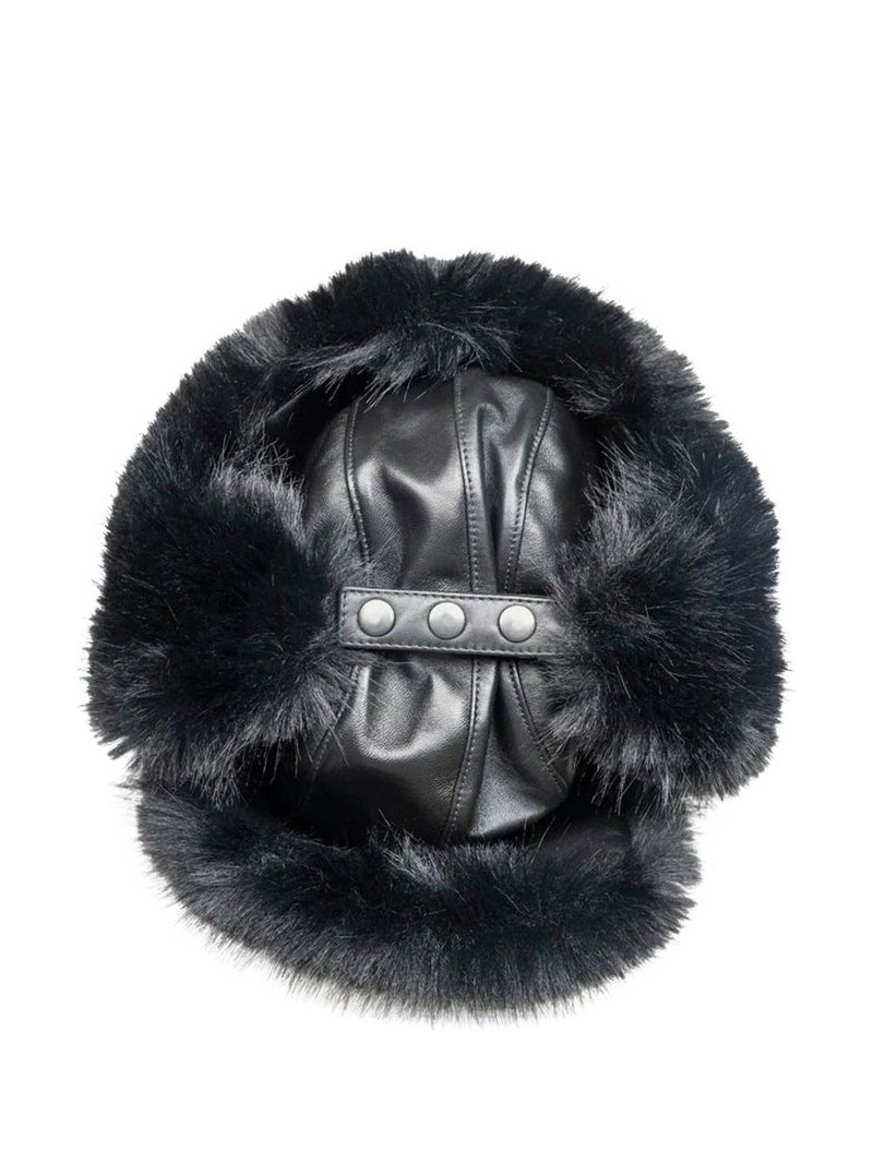 leather faux fur-trimmed hat 1