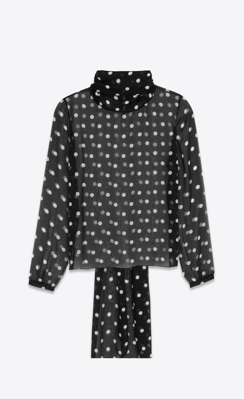 lavallière-neck blouse in dotted silk muslin 4