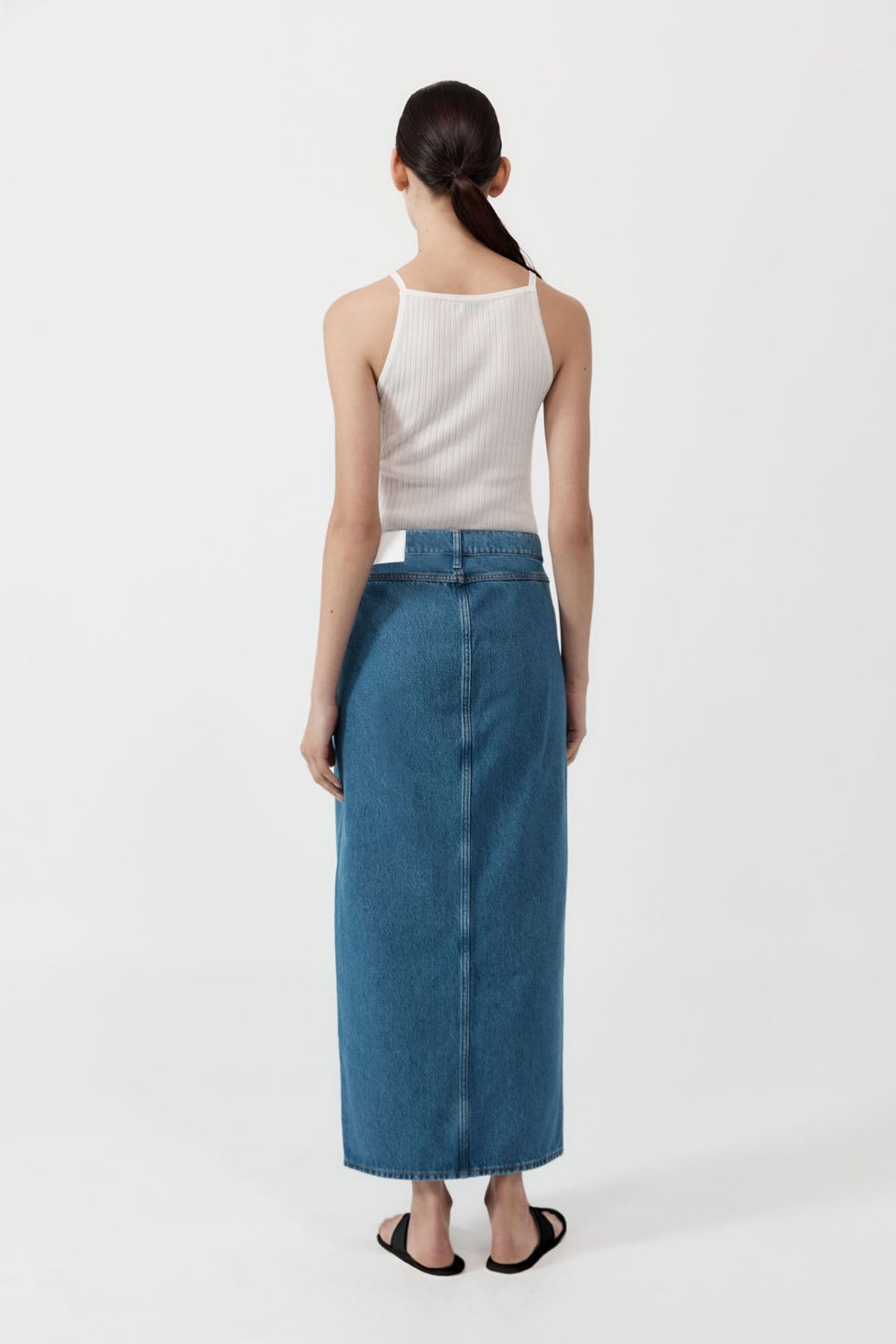 Denim Maxi Skirt - Denim Blue - 4