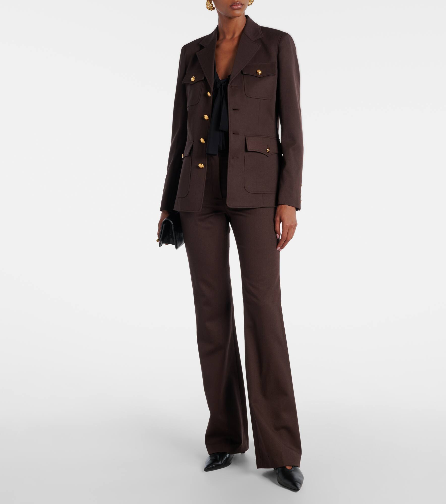 Corette high-rise virgin wool flared pants - 2