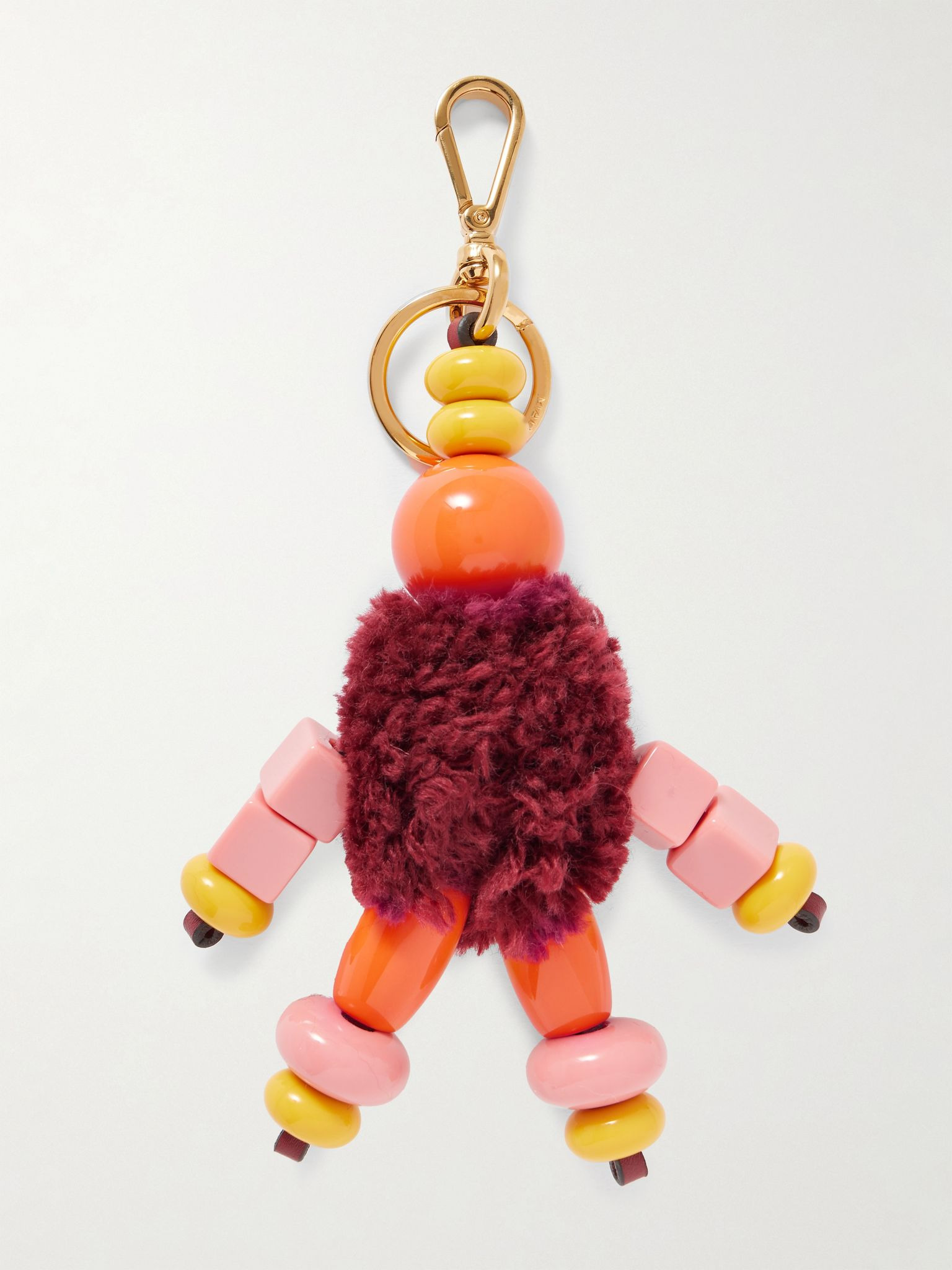 Little Man wool-blend, gold-tone and enamel bag charm Red - 3