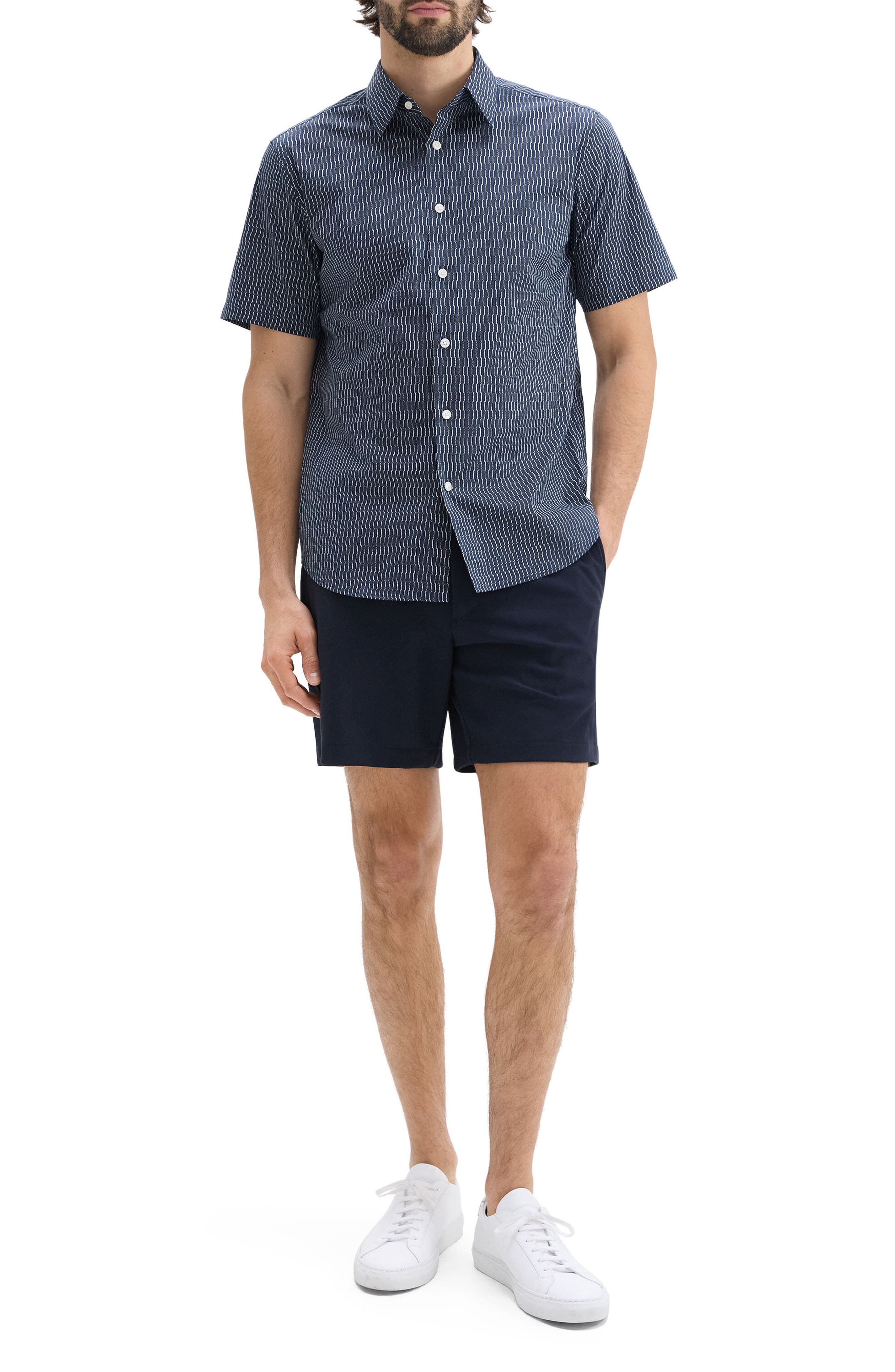 Theory Irving Short Sleeve Button-Up Shirt in Blatic/fog at Nordstrom - 8