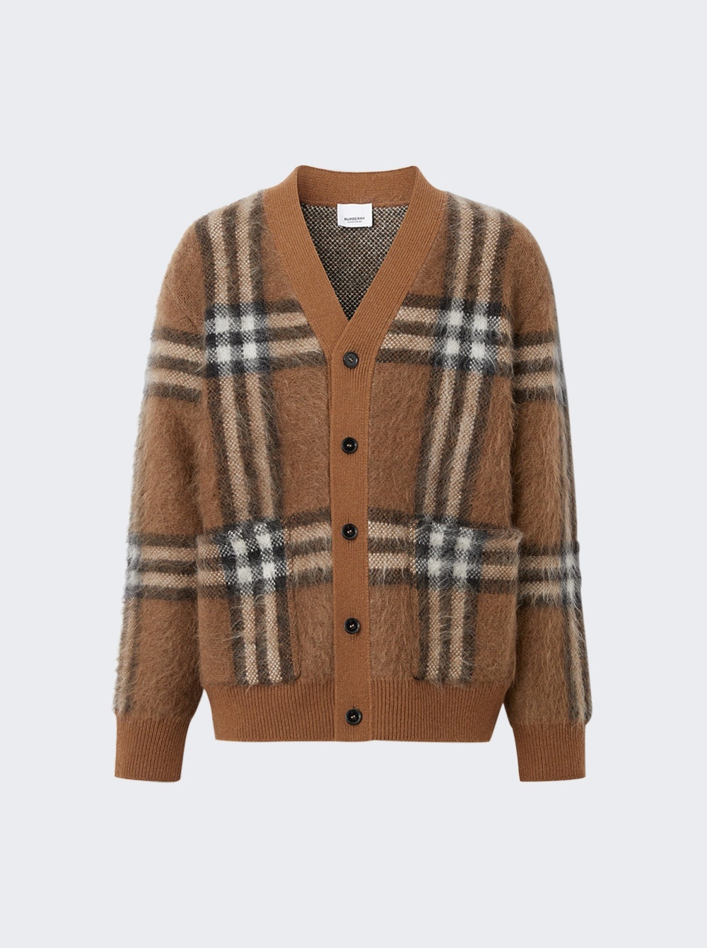 Danmore Wool Cardigan Dark Birch Brown Check - 1