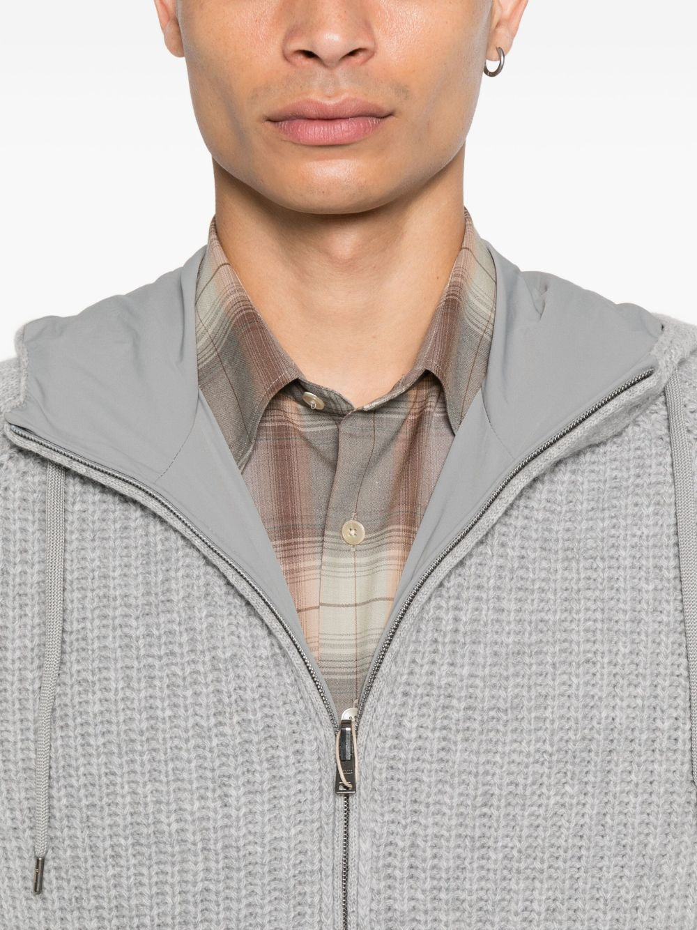 zip-up wool hoodie - 5