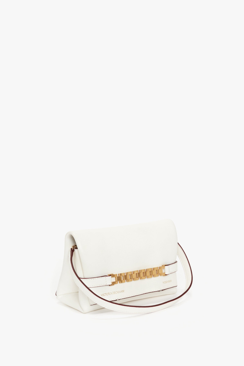 Mini Chain Pouch In White Leather 3