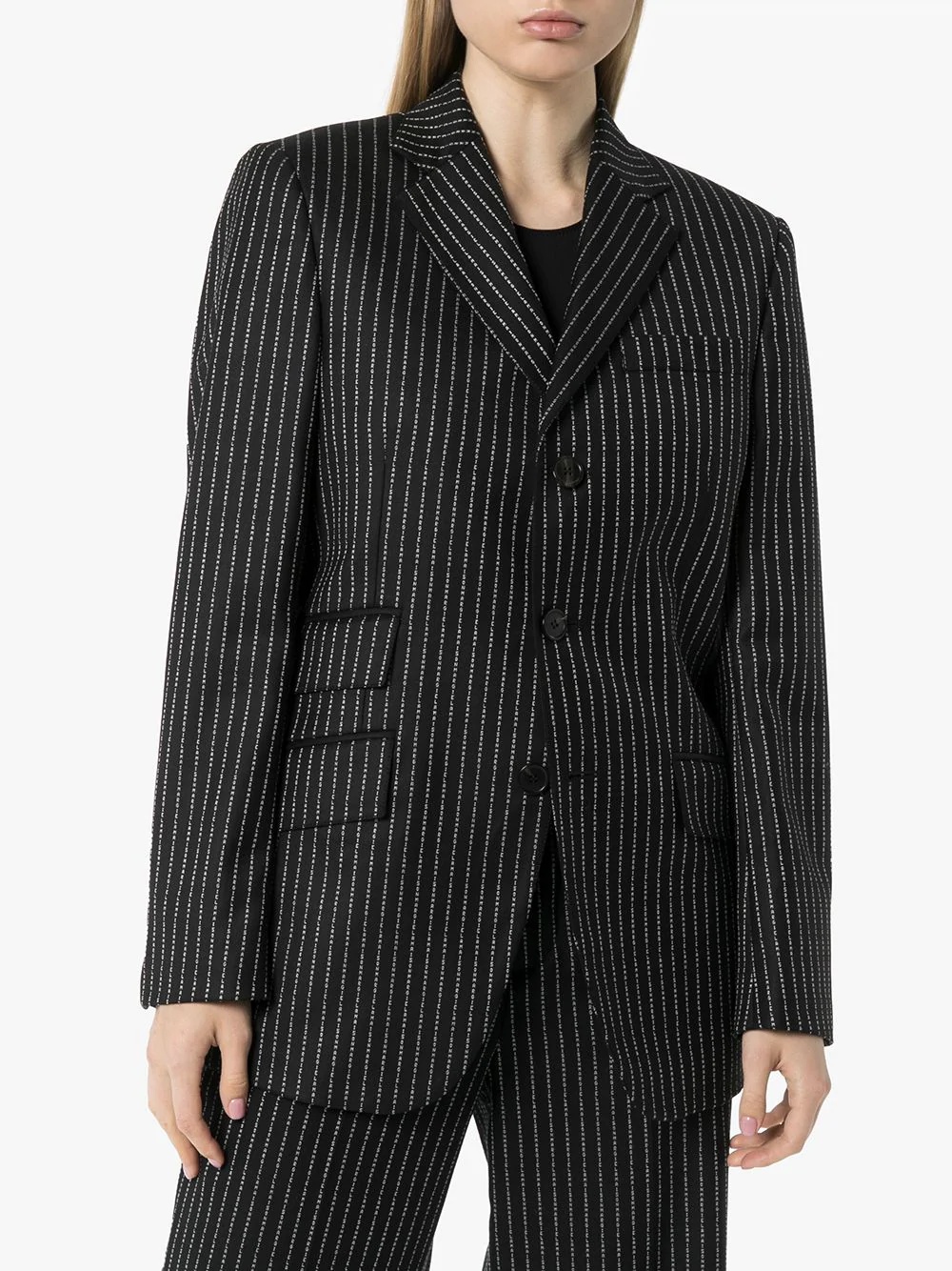 logo pinstripe blazer - 3