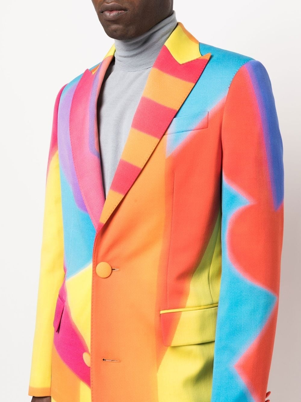 colour-block single-breasted coat - 5