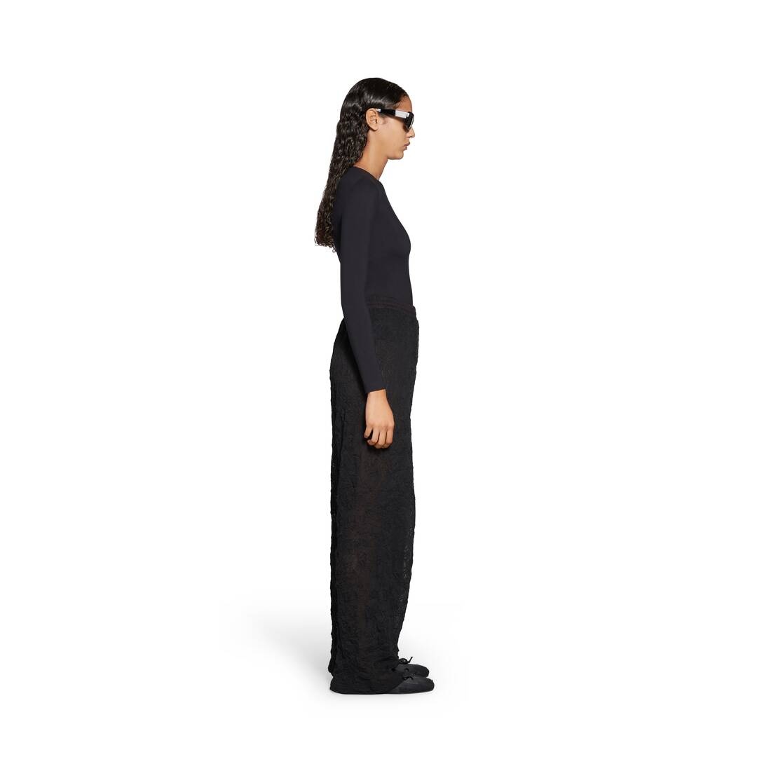 Mesh Baggy Sweatpants in Black - 3