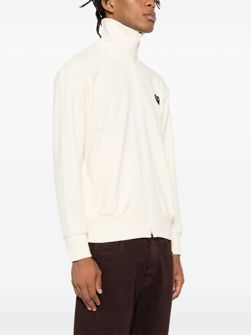 heart-print jersey track jacket - 4