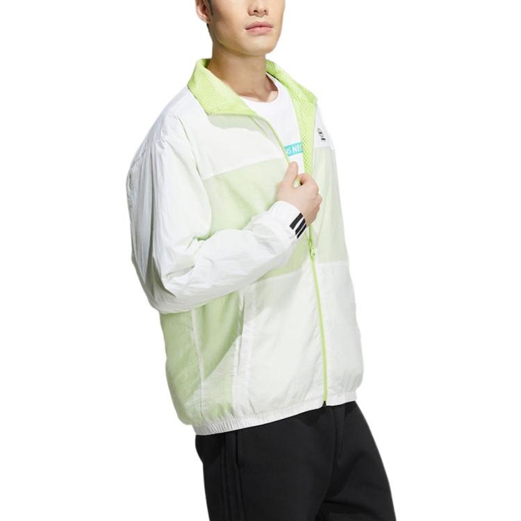 Men's adidas neo Stand Collar Colorblock Zipper Jacket Autumn Colorblock HD4627 - 4