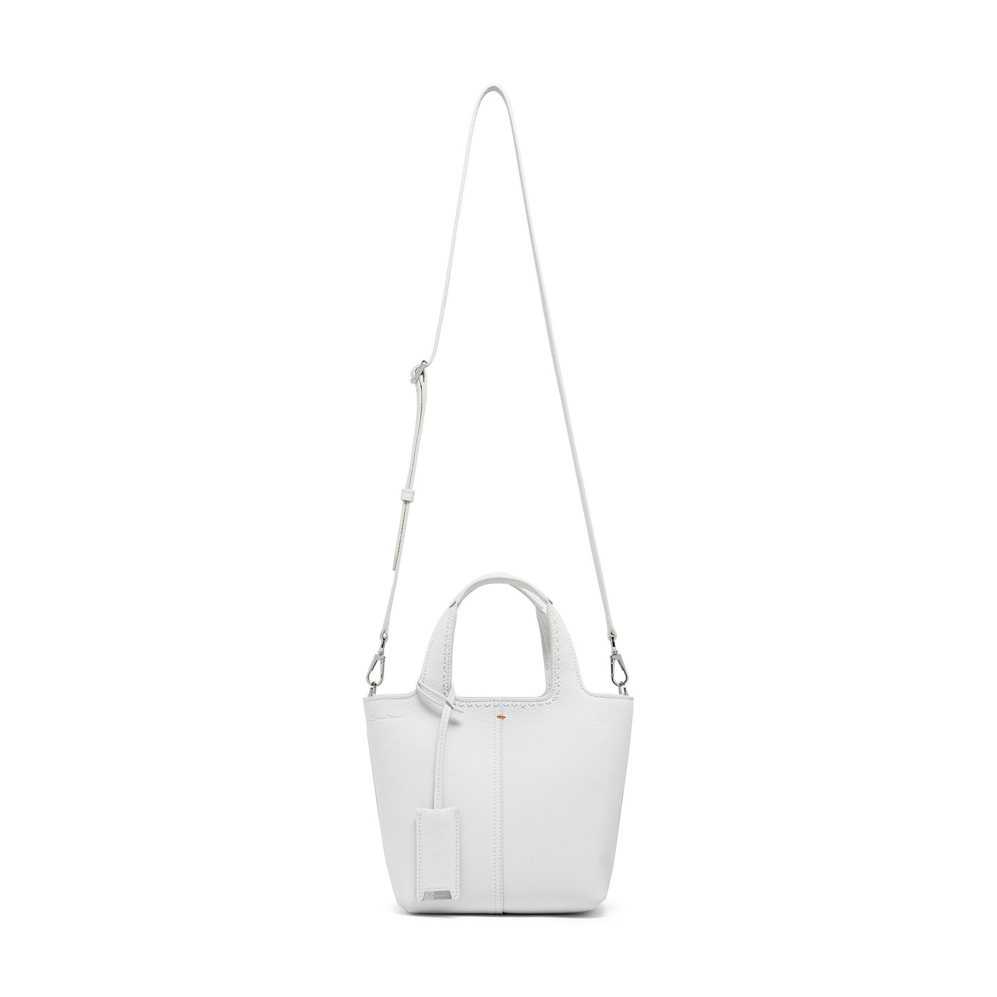 White tumbled leather handbag - 3