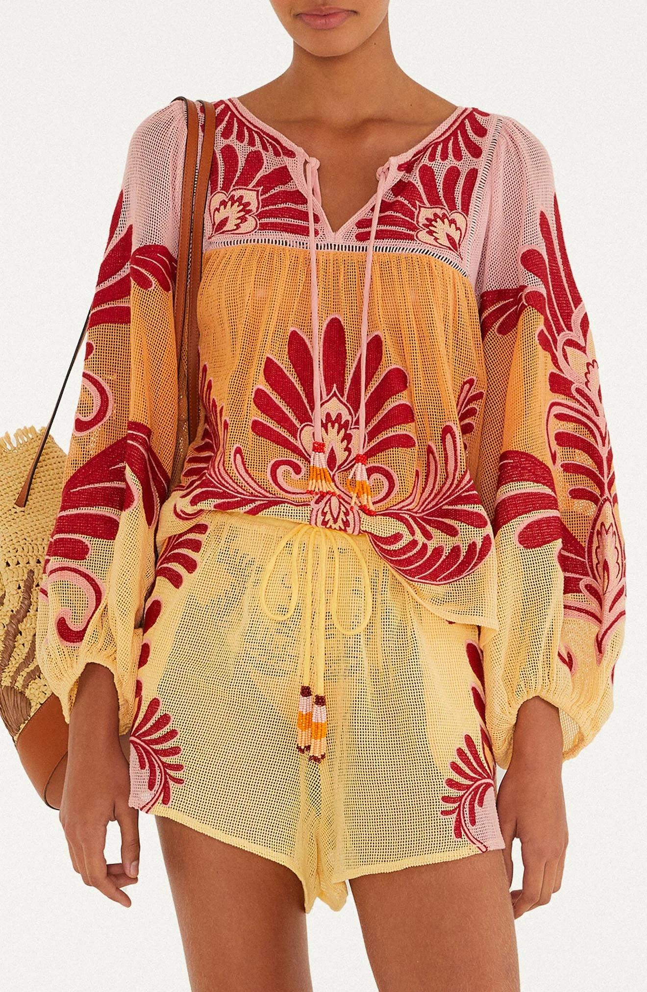 FARM Rio Arabesc Cover-Up Shirt in Soft Yellow at Nordstrom - 1