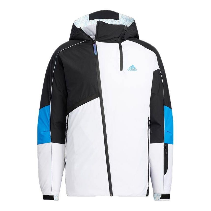 adidas Winter Down Jkt Colorblock Splicing Sports hooded With Down Feather Jacket White HC0280 - 1