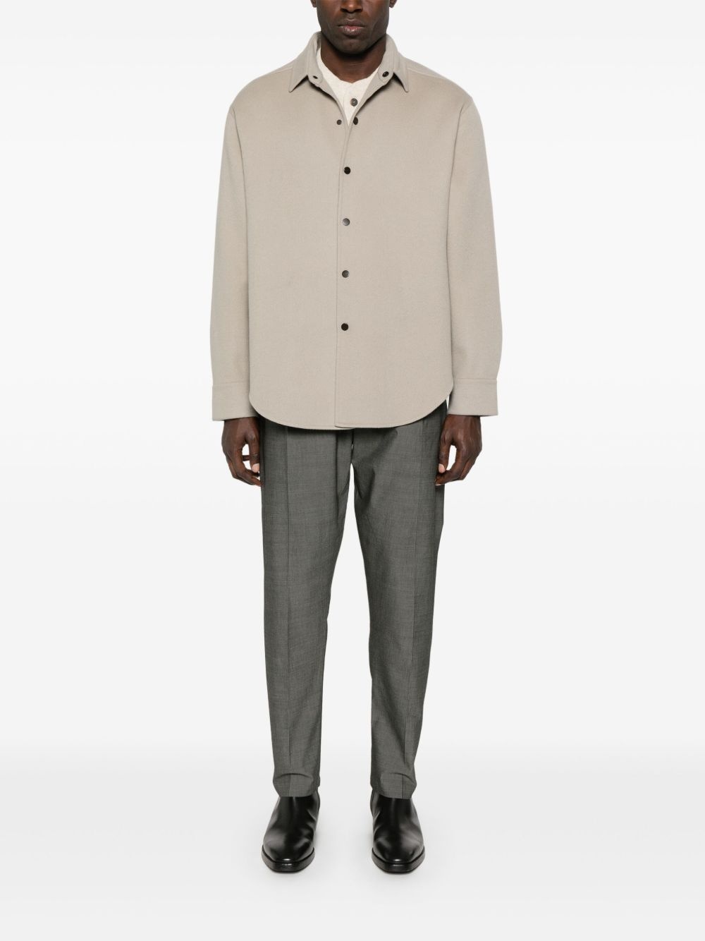 felted-finish overshirt - 2