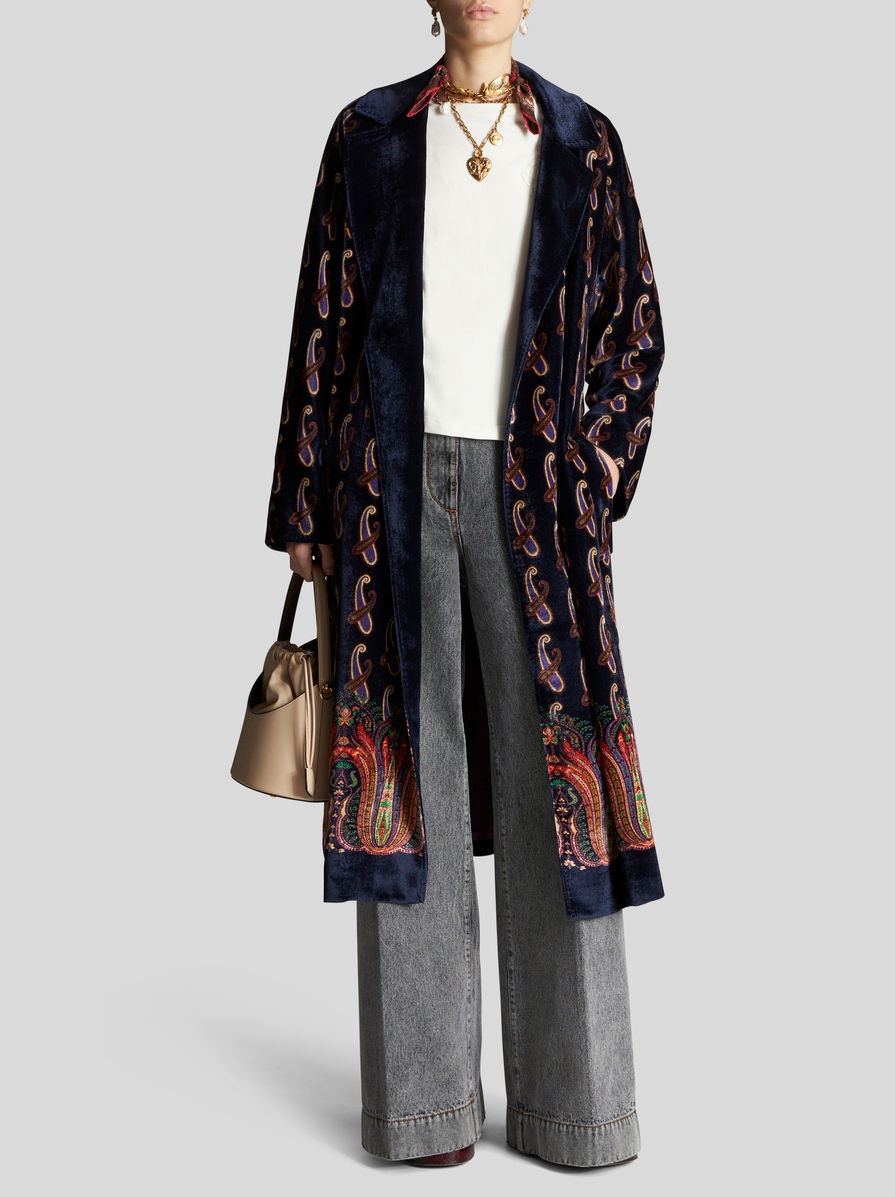 COAT WITH VELVET BELT - 3
