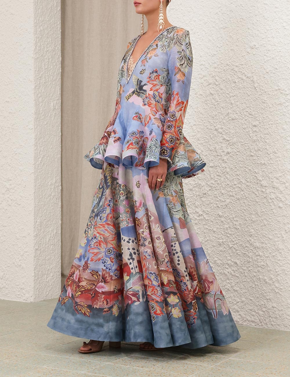 【Zimmermann】Illustration ruffled knitted maxi dress ZIMMERMANN Illustration Ruffled Knitted Maxi Dress in Black