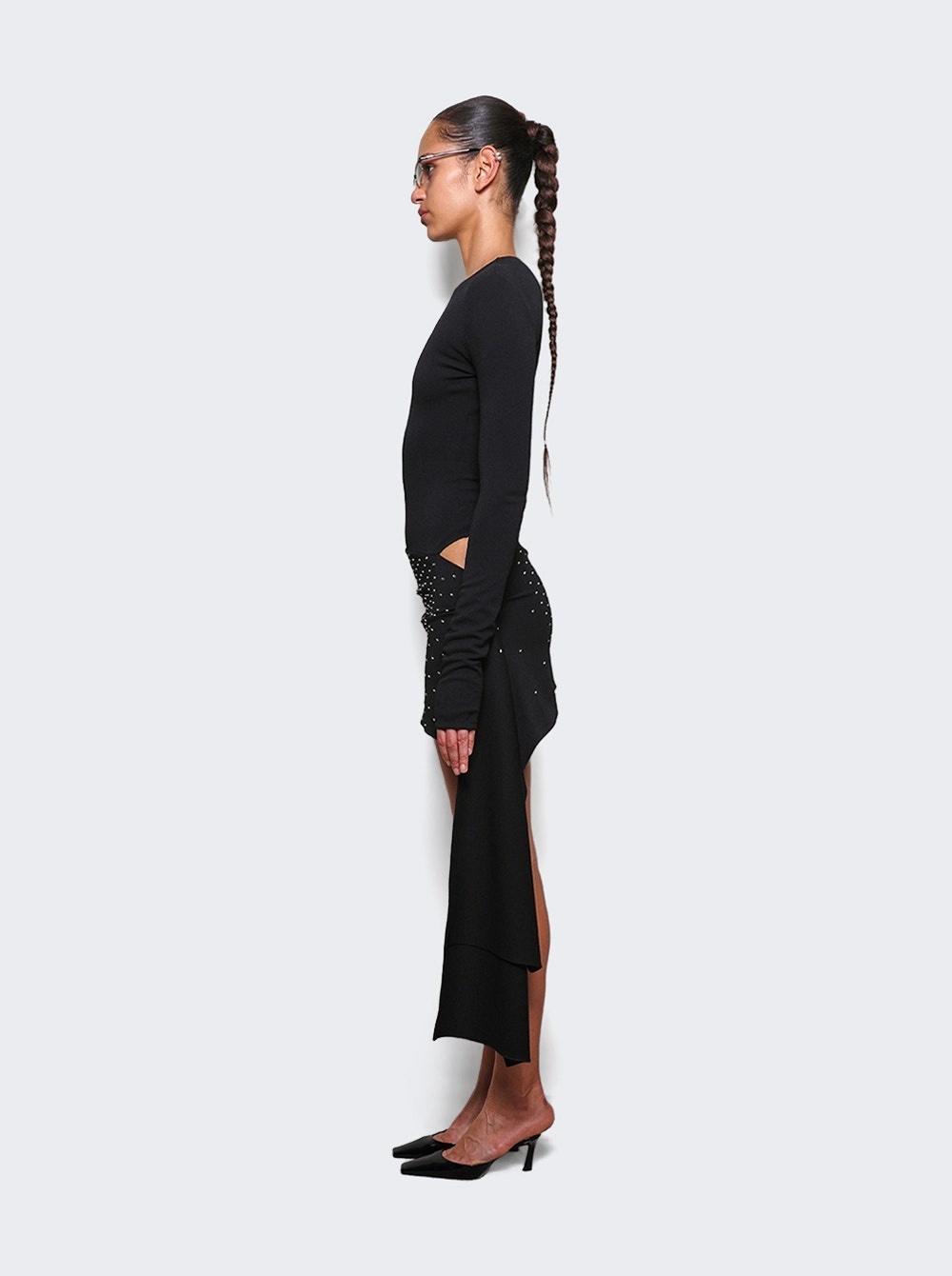 Asymmetric Mini Dress Black - 4