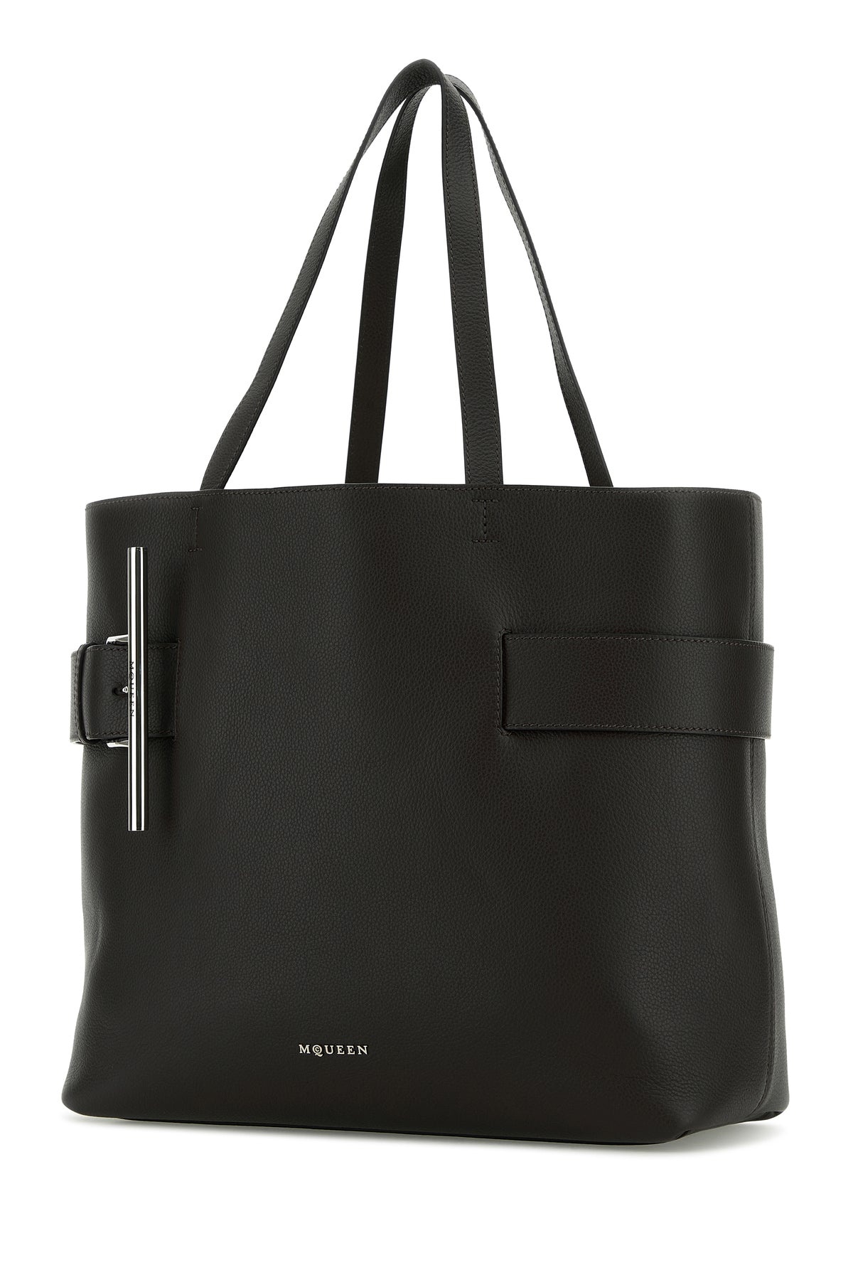 Black leather T-Bar shopping bag - 2