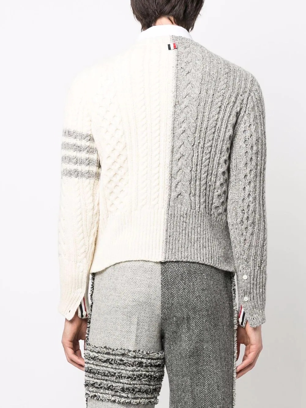 two-tone cable-knit jumper - 4