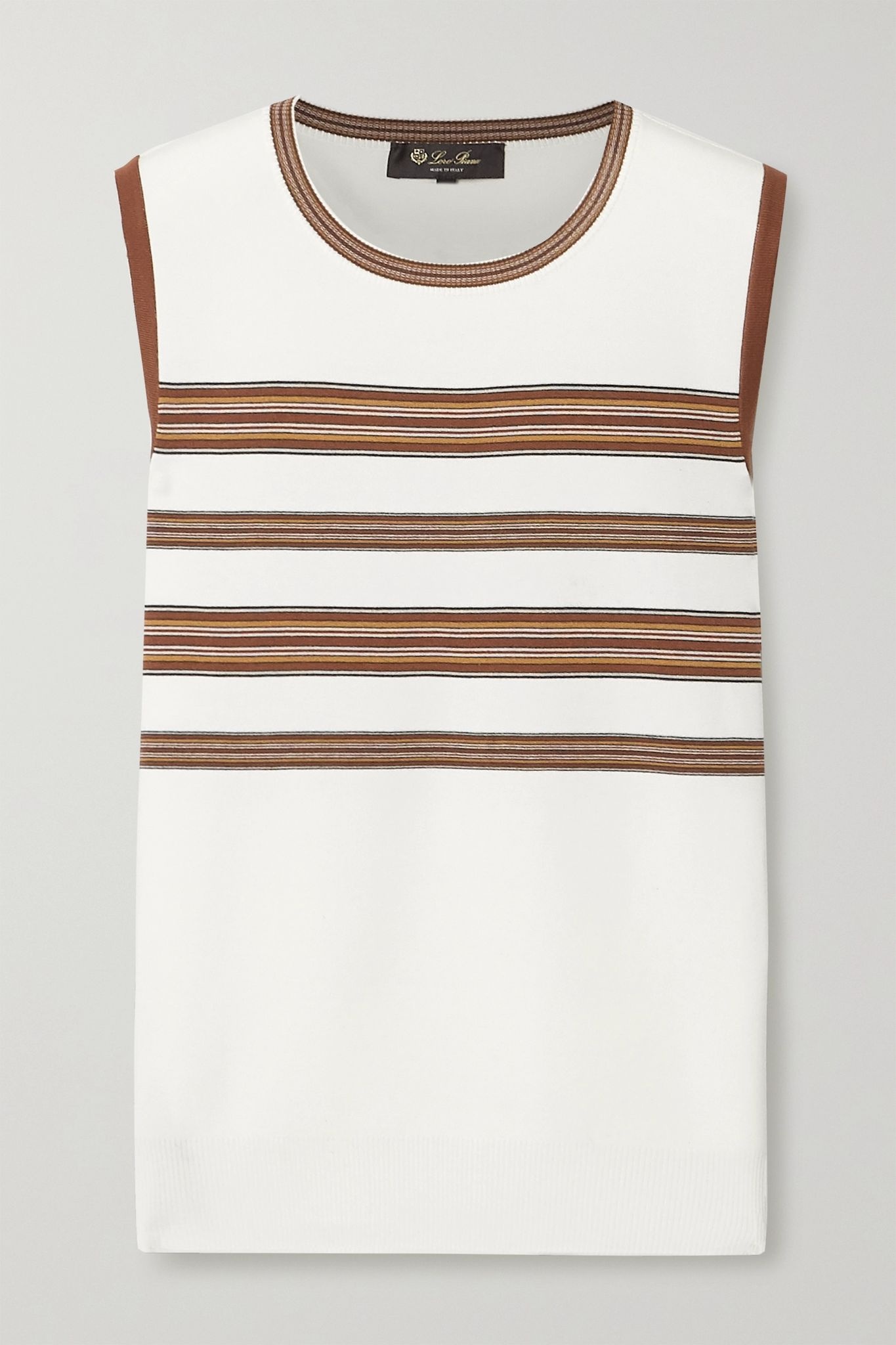 Striped silk and cotton-blend tank - 1