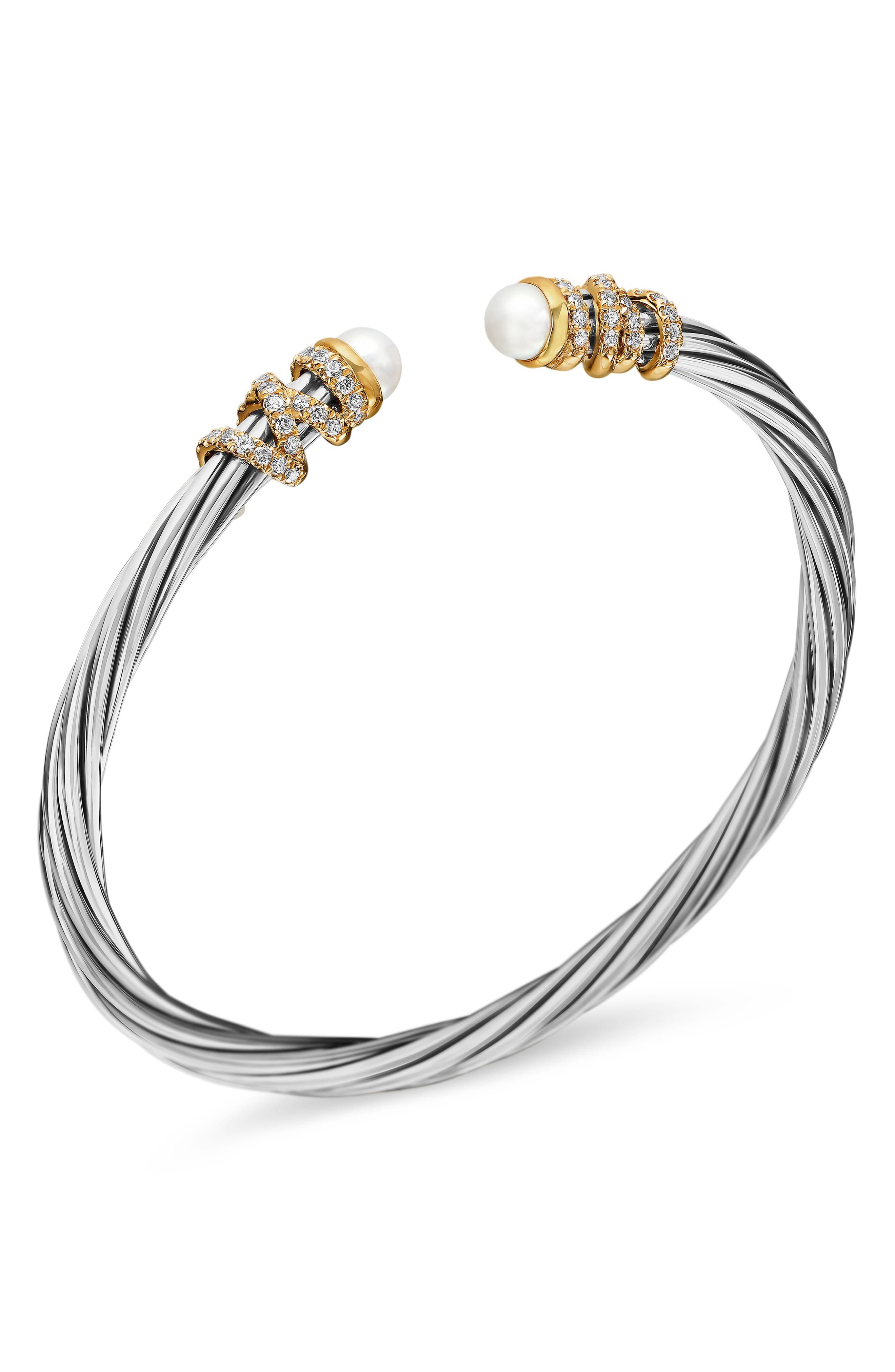 David Yurman Helena Bracelet In Sterling Silver & 18K Gold with Pearls & Diamonds, 4mm at Nordstrom - 2