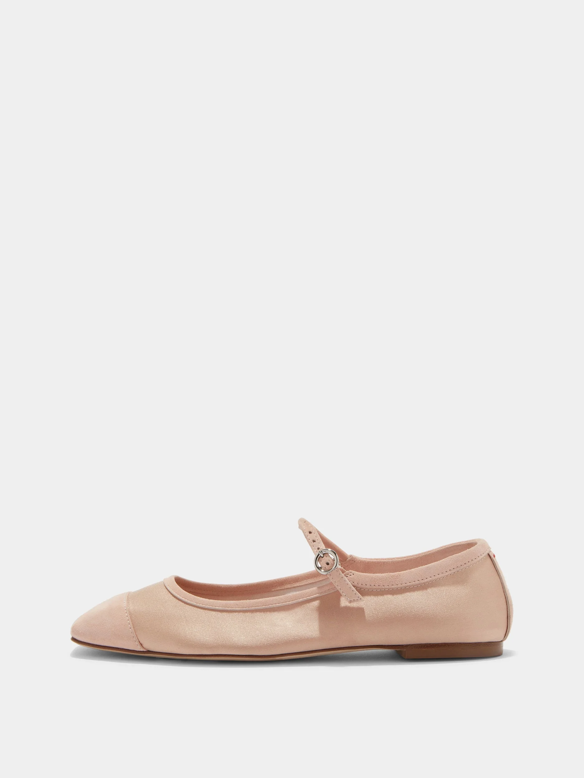 Uma 새틴 과 suede mary jane flats peach - 1