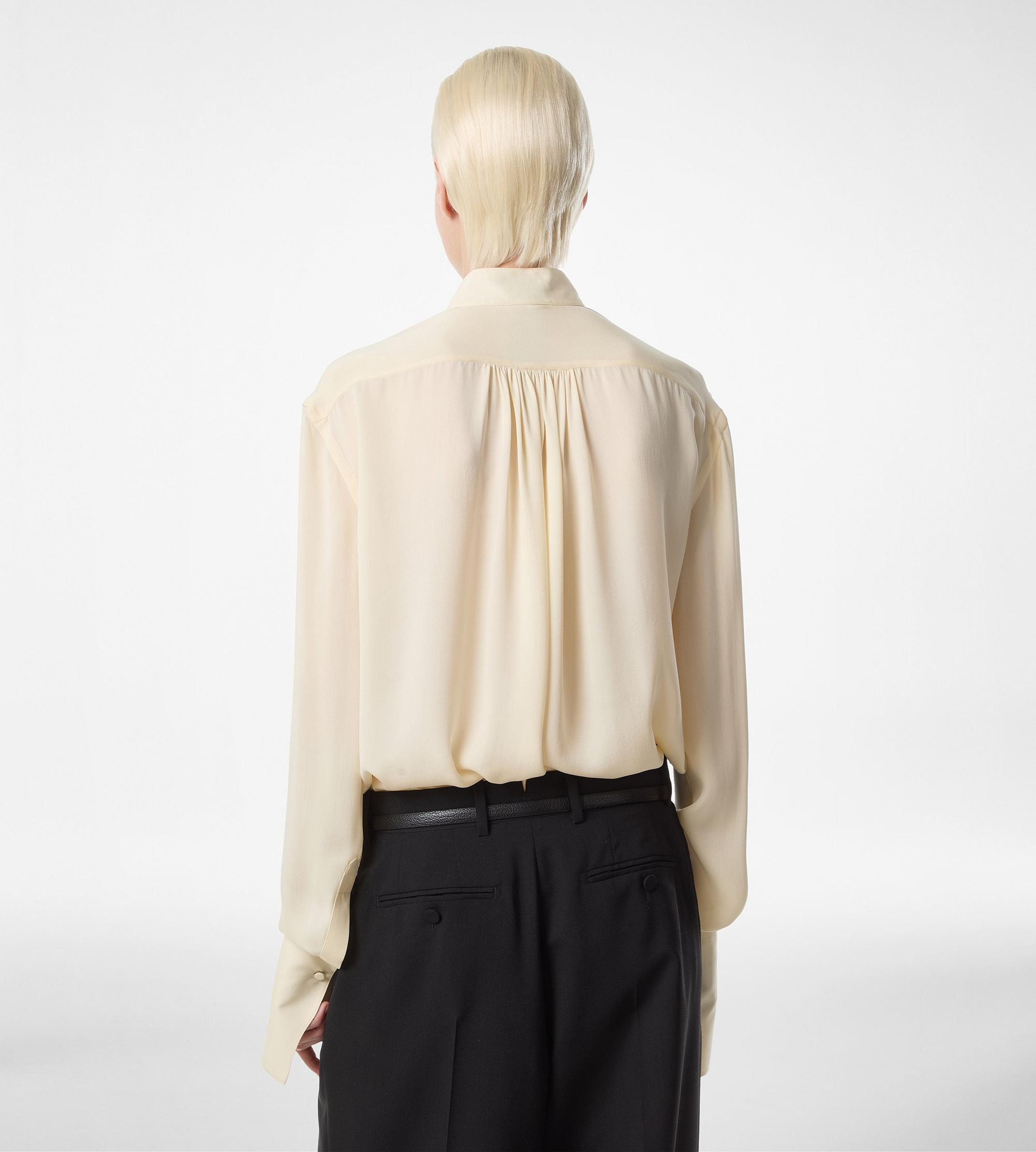 WASHED SILK GEORGETTE LONG SLEEVE BLOUSE - 5