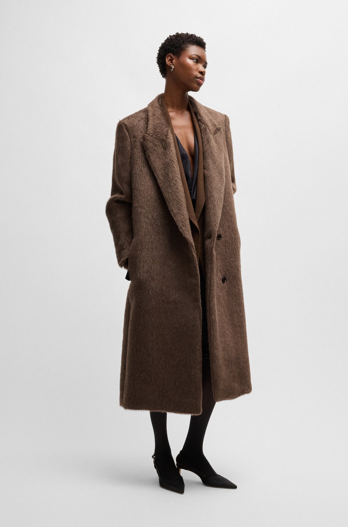 LONG-LENGTH COAT IN ALPACA AND WOOL - 3