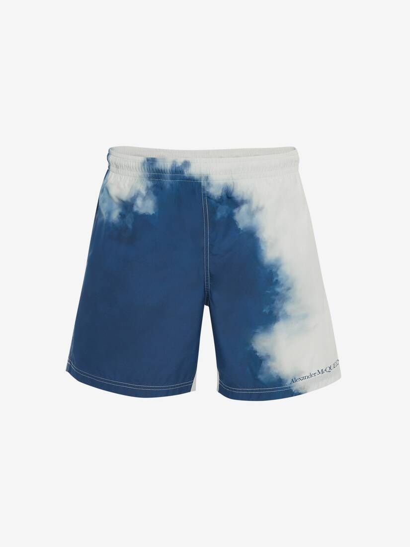 Engineered Sky Print Swim Shorts in Navy/white - 1