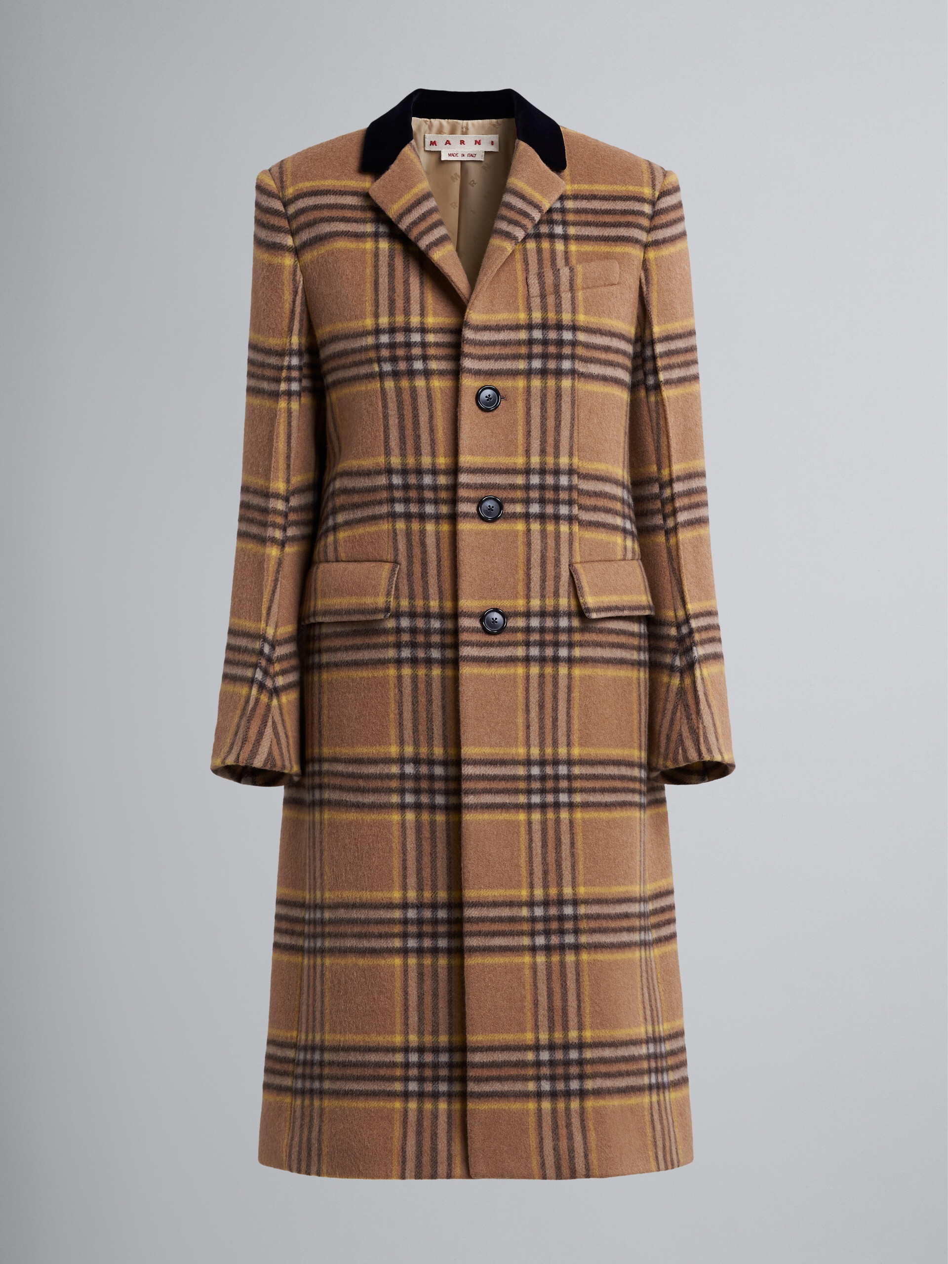 FRINGED WOOL CHECK COAT - 1