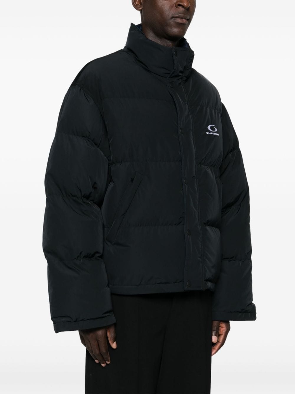 logo-embroidered puffer jacket - 4