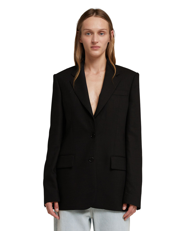 MSGM Flamed viscose canvas regular single-breasted jacket outlook