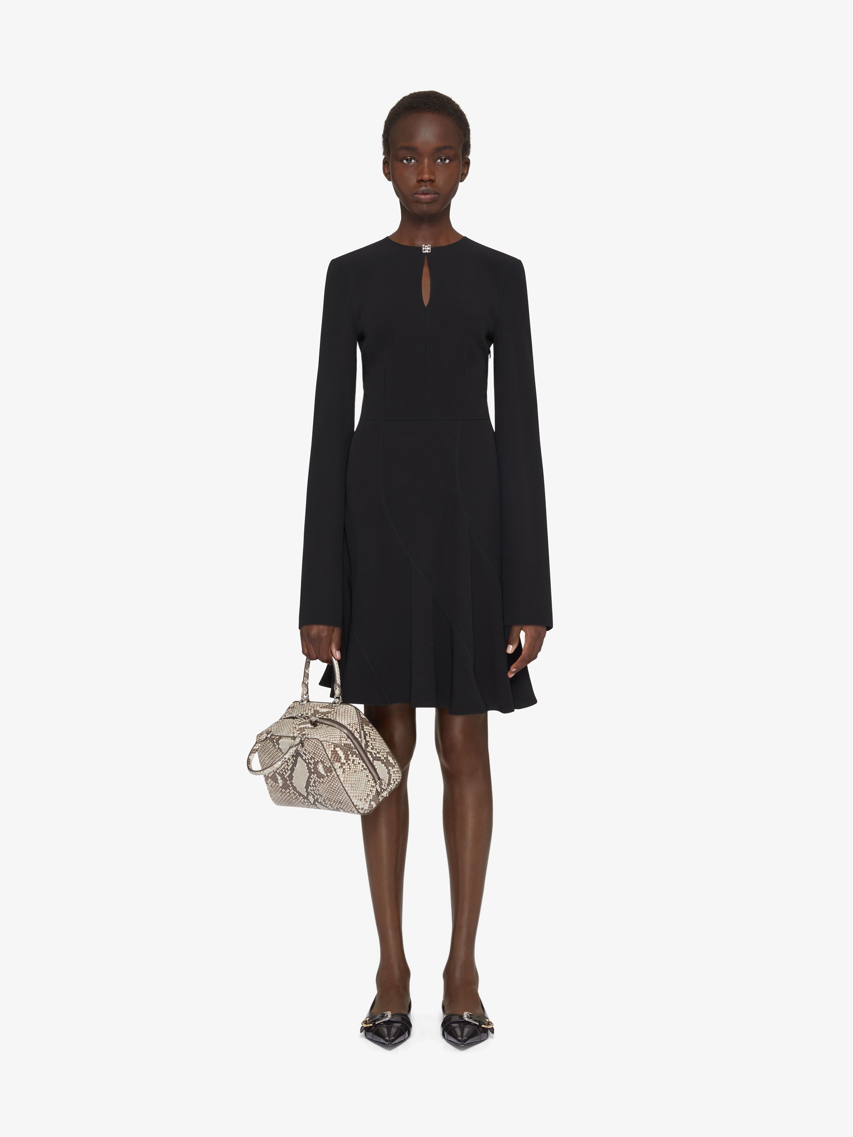 DRESS IN CREPE AND SATIN WITH 4G DETAIL - 2