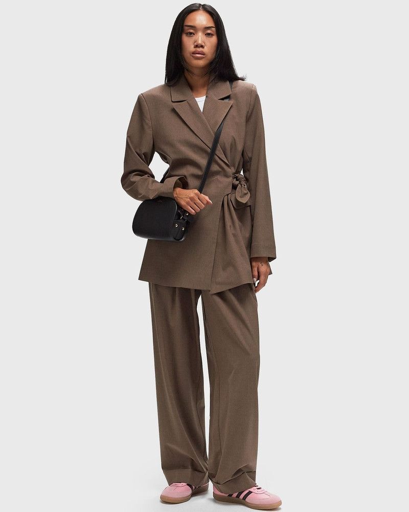 GANNI Drapey Melange Mid Waist Pleat Loose Pants outlook