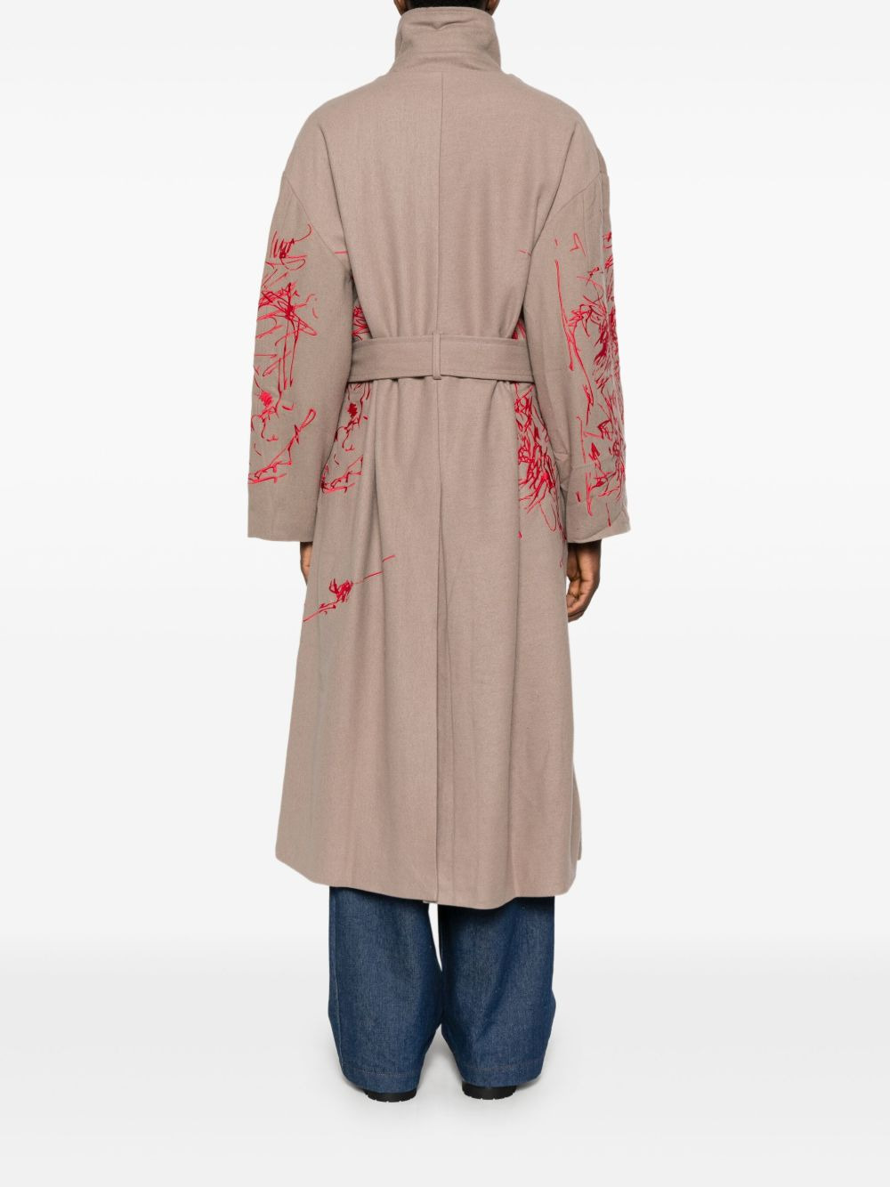 belted printed coat - 4