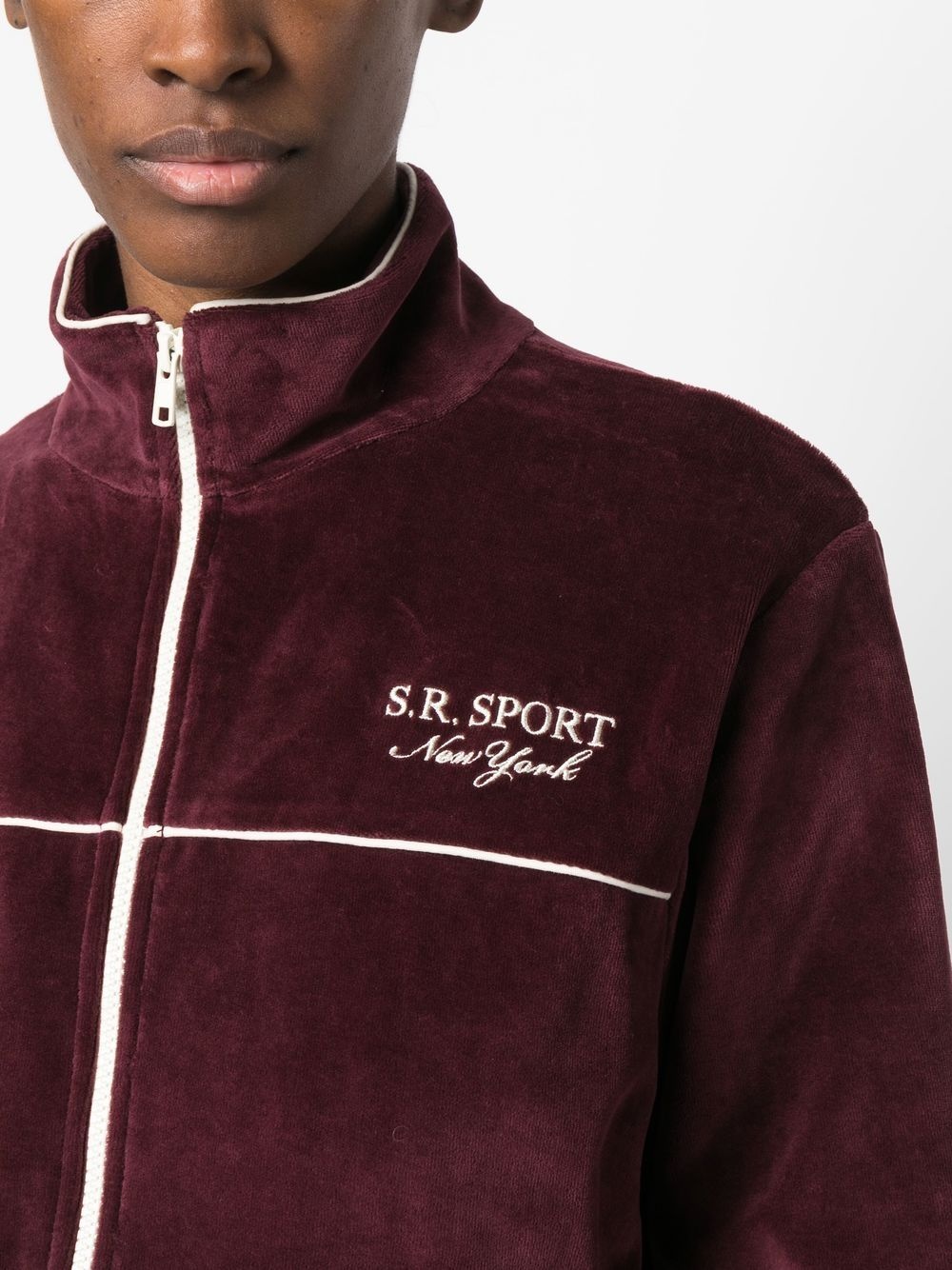 logo-embroidered zipped jacket - 5