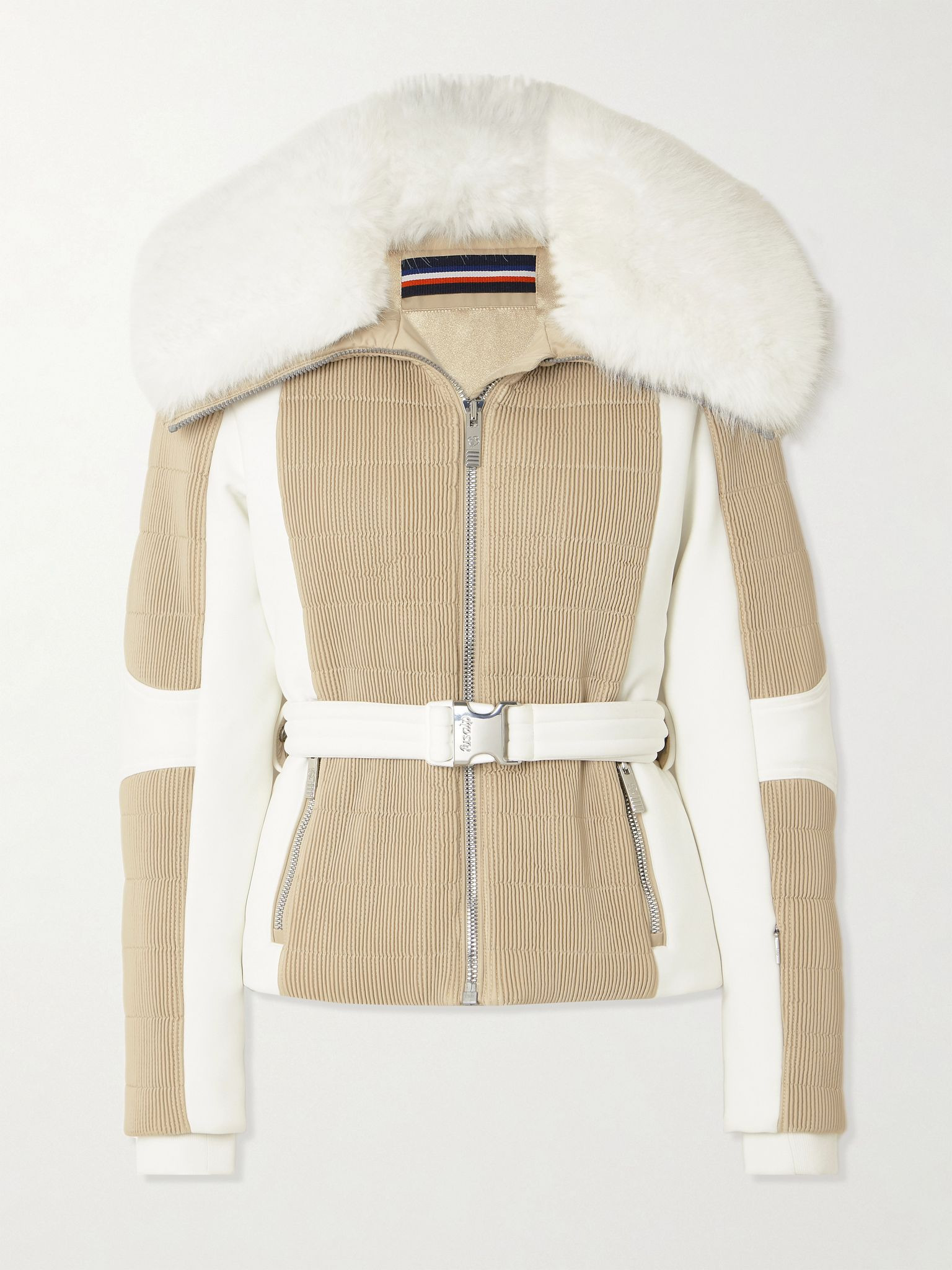 Gitu belted two-tone ski jacket Beige - 1