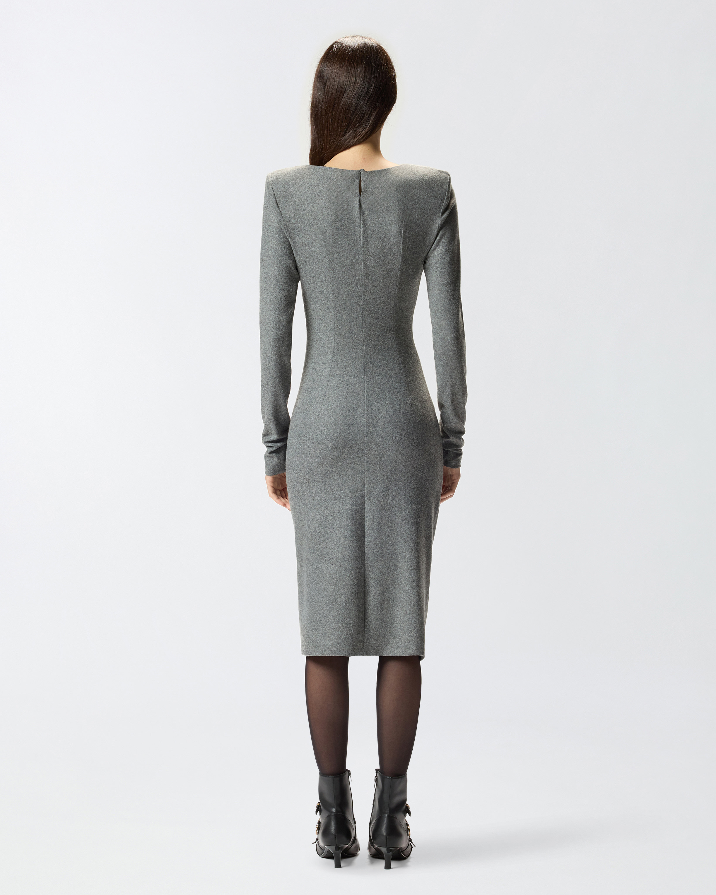 SLIM-FIT MIDI DRESS WITH DRAPING - 4