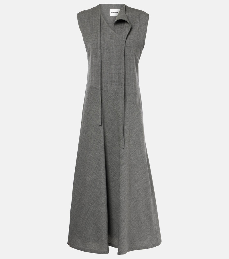 asymmetric virgin-wool midi dress 1
