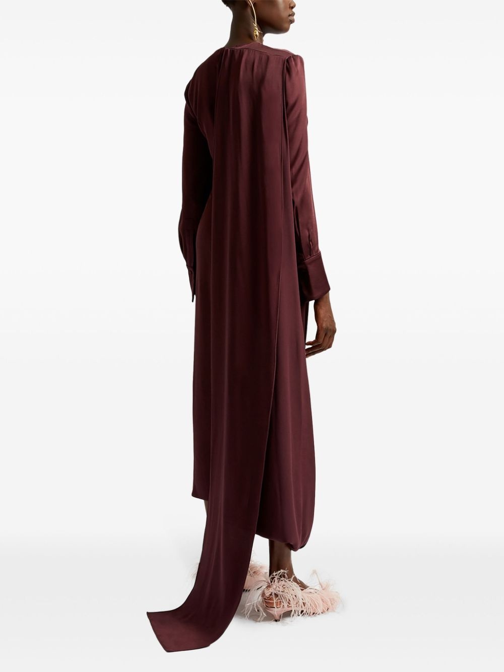 draped-detailed satin maxi dress - 4