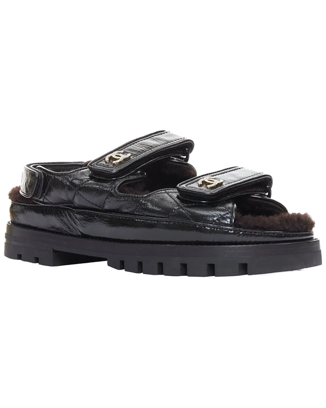 Chanel Quilted Dad Sandal Black Leather - 1