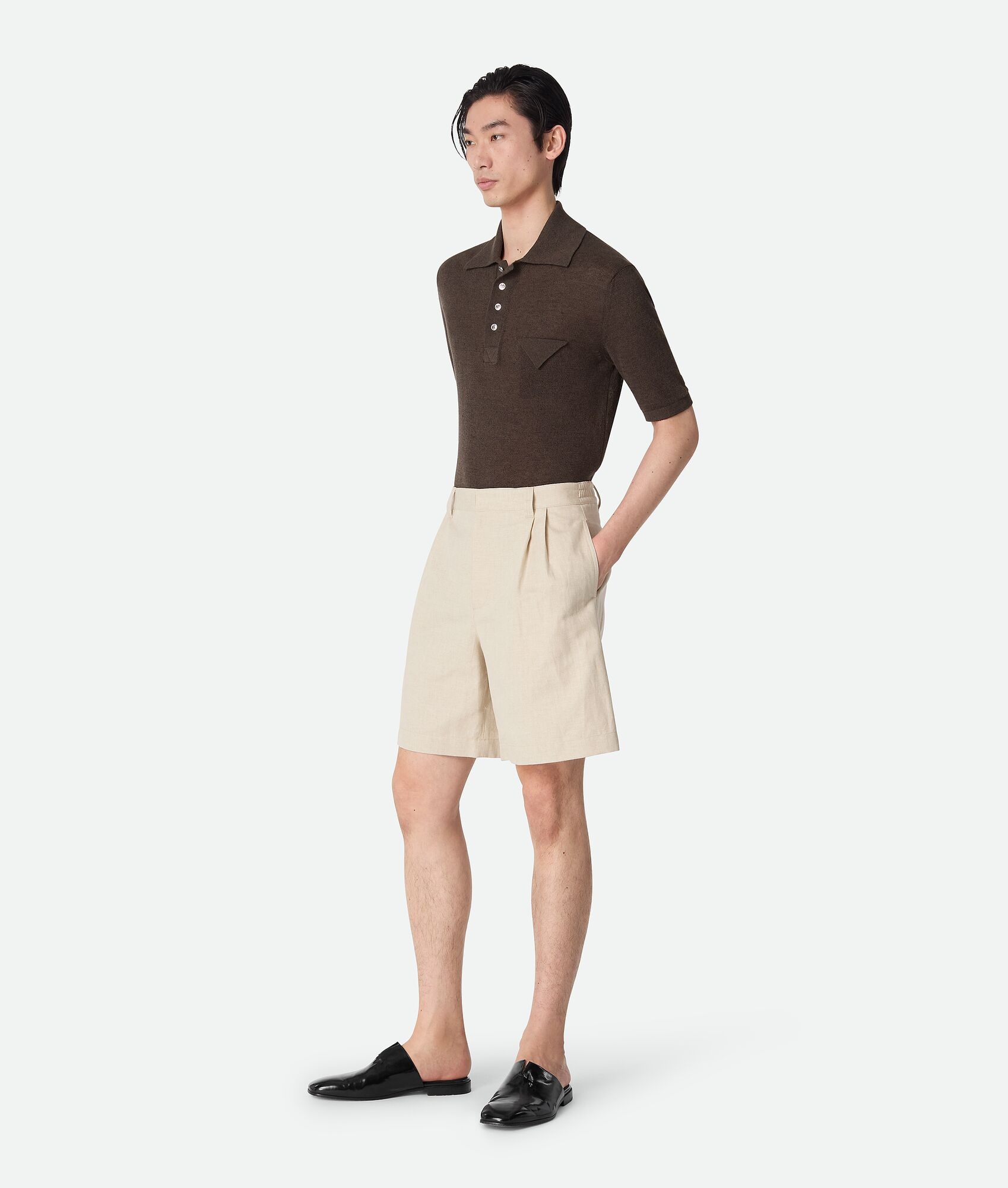 Cotton And Linen Twill Shorts - 3