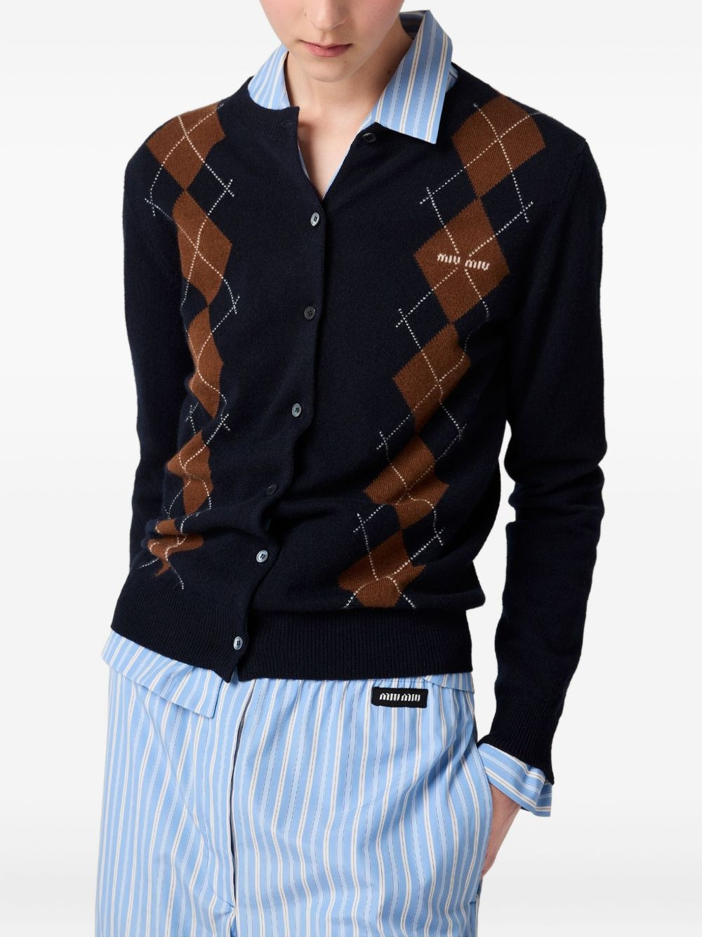 argyle intarsia-knit cardigan - 4