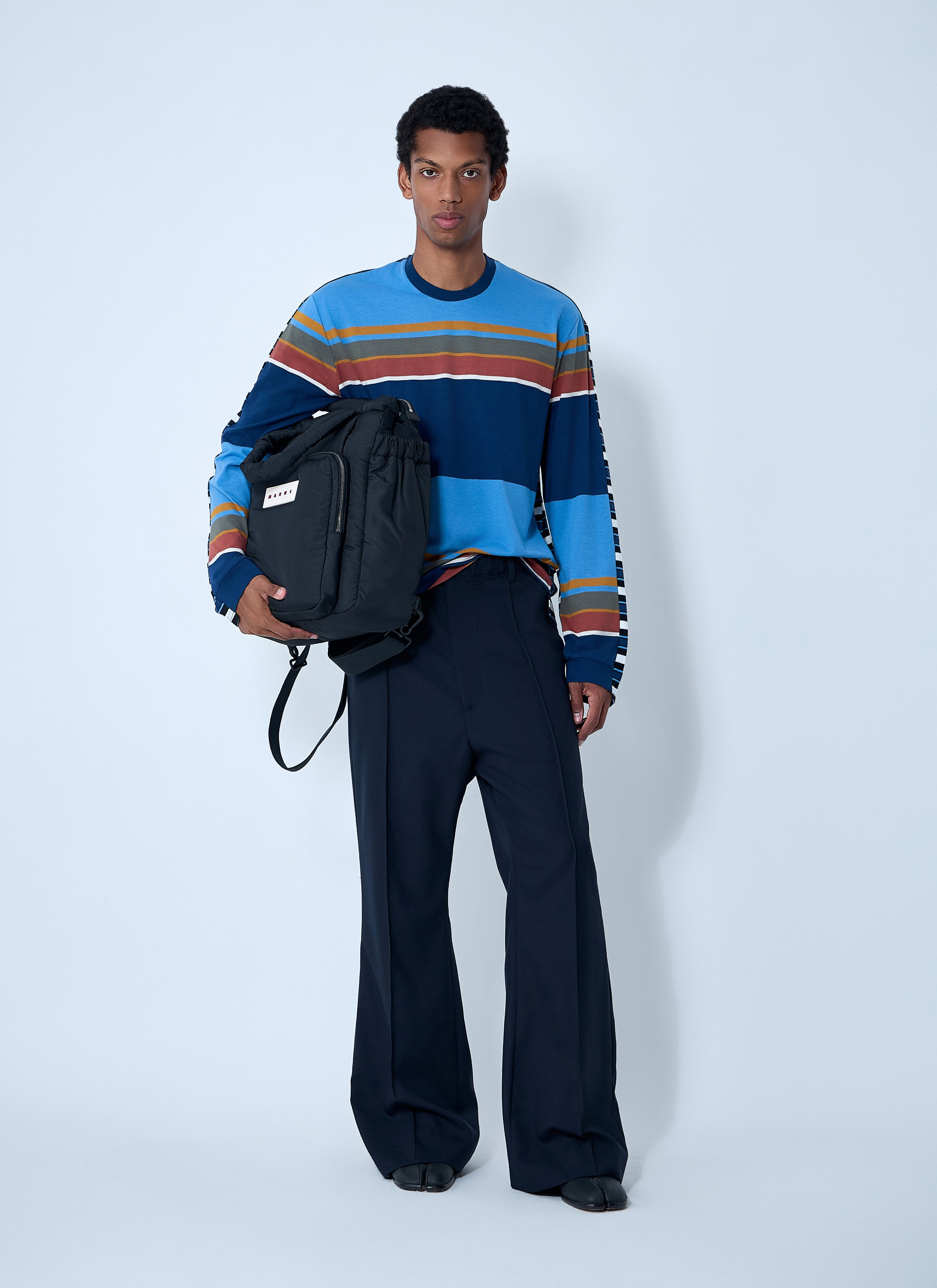 Marni Men Striped Logo Motif T-Shirt - 2