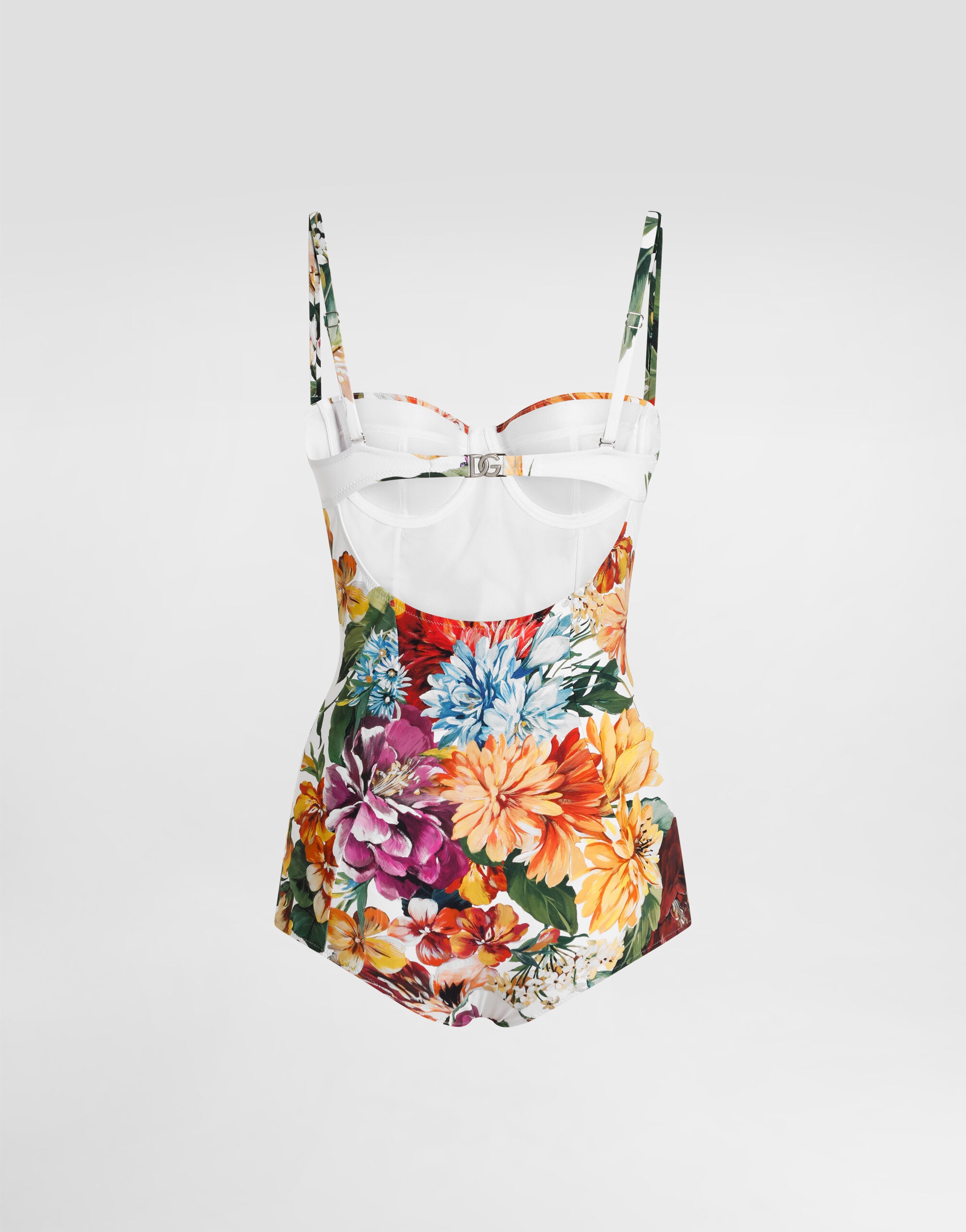 flower-print padded one-piece swimsuit - 3