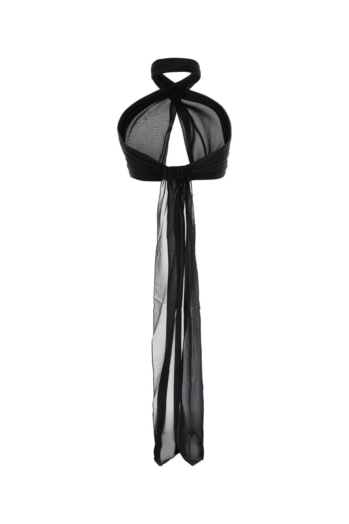 Ami Women Black Silk Crop-Top - 2