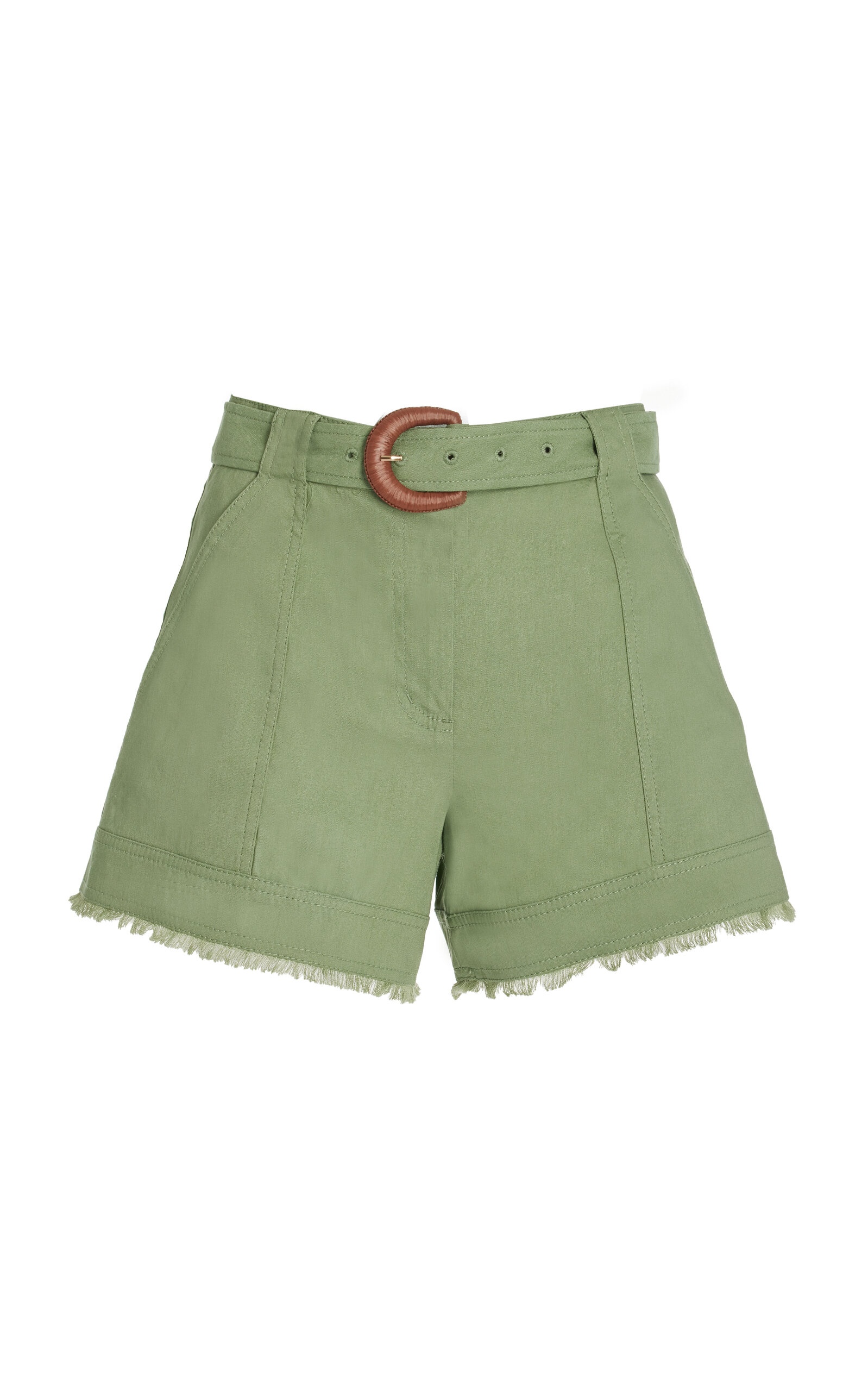 Kermit Belted Linen-Blend Shorts green - 1